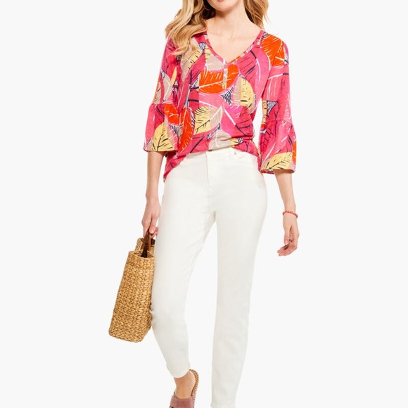 Nic and Zoe Linen/Modal Feather Leaves Top XS - Picture 6 of 8